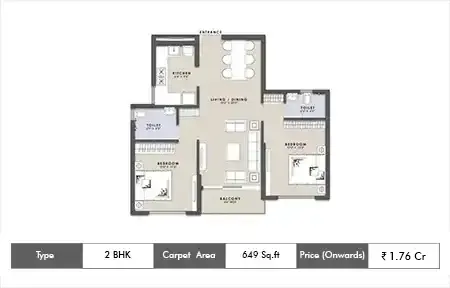 2 BHK-649 SqFt